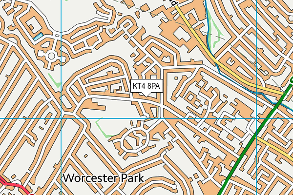 KT4 8PA map - OS VectorMap District (Ordnance Survey)