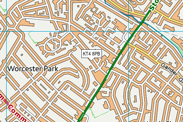 KT4 8PB map - OS VectorMap District (Ordnance Survey)