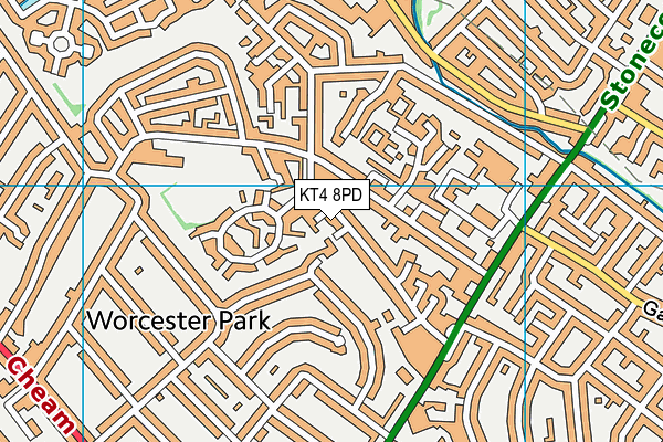 KT4 8PD map - OS VectorMap District (Ordnance Survey)