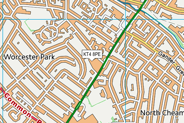 KT4 8PE map - OS VectorMap District (Ordnance Survey)