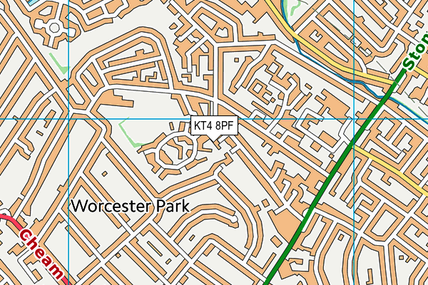 KT4 8PF map - OS VectorMap District (Ordnance Survey)