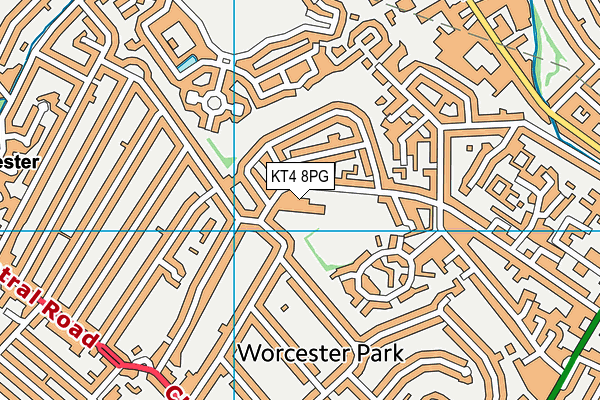 KT4 8PG map - OS VectorMap District (Ordnance Survey)