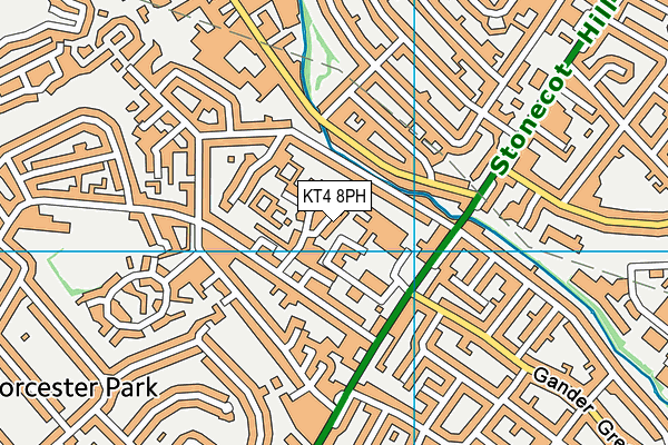 KT4 8PH map - OS VectorMap District (Ordnance Survey)