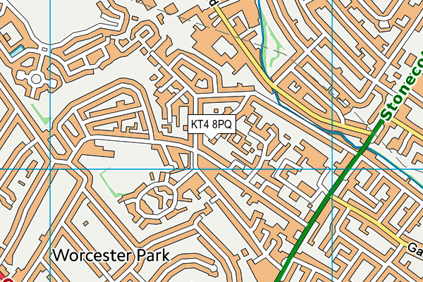 KT4 8PQ map - OS VectorMap District (Ordnance Survey)