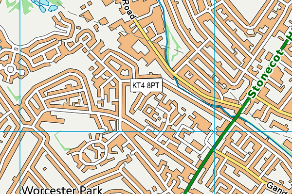 KT4 8PT map - OS VectorMap District (Ordnance Survey)