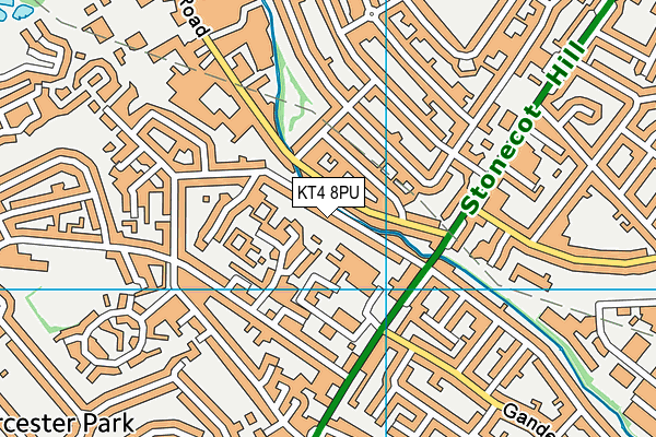 KT4 8PU map - OS VectorMap District (Ordnance Survey)