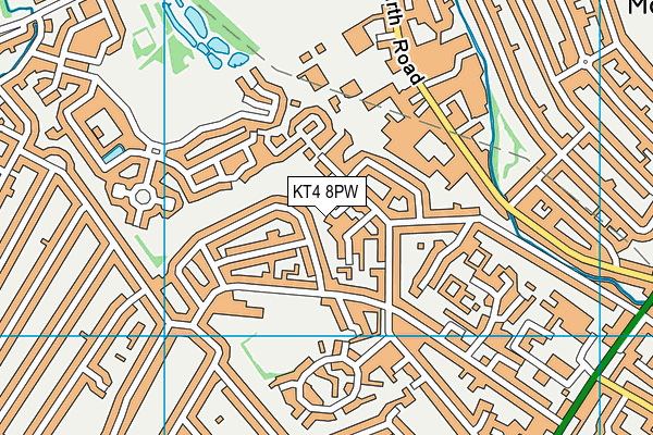 KT4 8PW map - OS VectorMap District (Ordnance Survey)