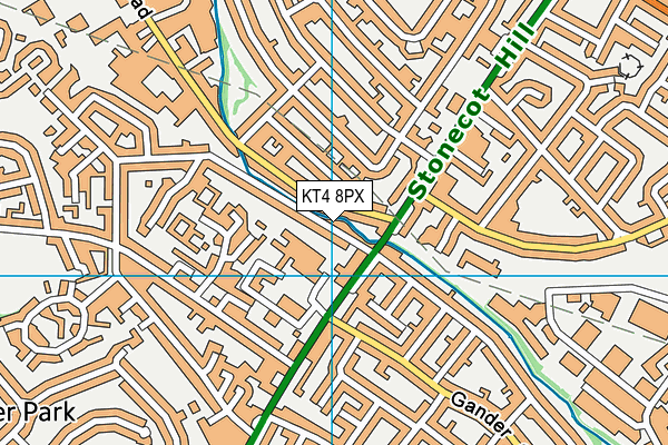 KT4 8PX map - OS VectorMap District (Ordnance Survey)