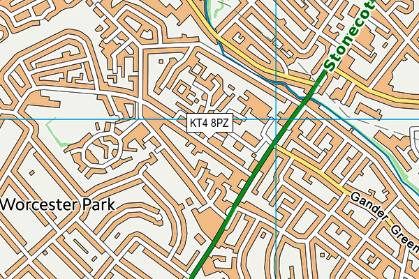 KT4 8PZ map - OS VectorMap District (Ordnance Survey)