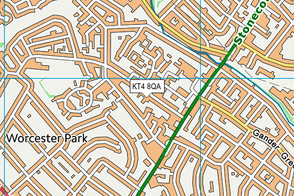 KT4 8QA map - OS VectorMap District (Ordnance Survey)