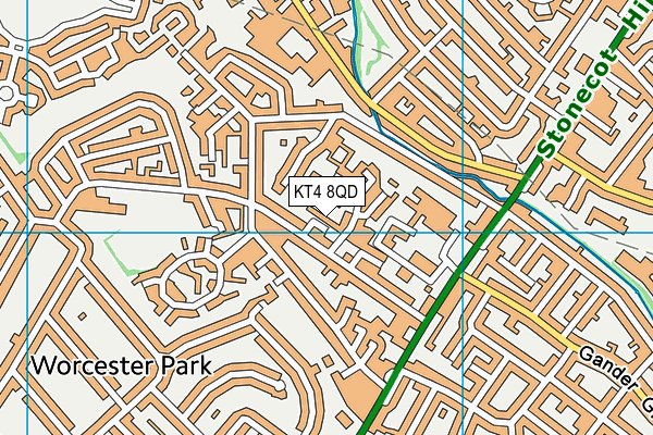 KT4 8QD map - OS VectorMap District (Ordnance Survey)