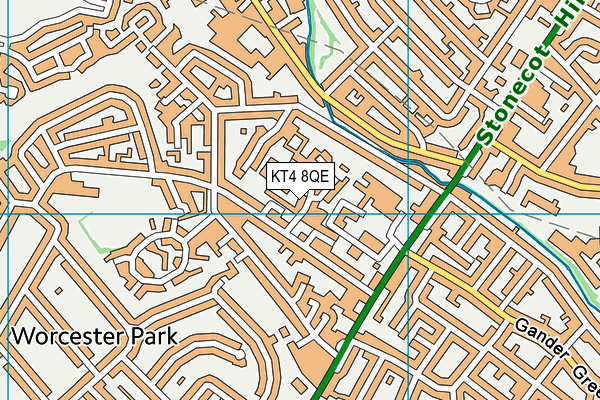KT4 8QE map - OS VectorMap District (Ordnance Survey)