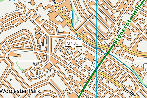 KT4 8QF map - OS VectorMap District (Ordnance Survey)