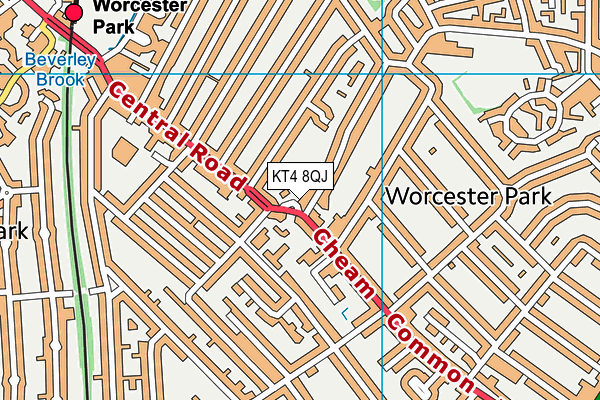 KT4 8QJ map - OS VectorMap District (Ordnance Survey)