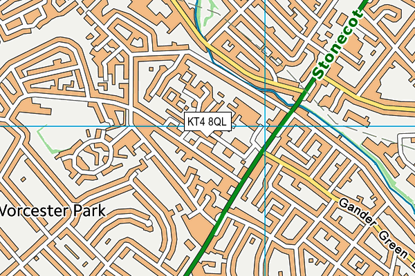 KT4 8QL map - OS VectorMap District (Ordnance Survey)