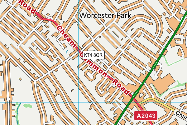 KT4 8QR map - OS VectorMap District (Ordnance Survey)