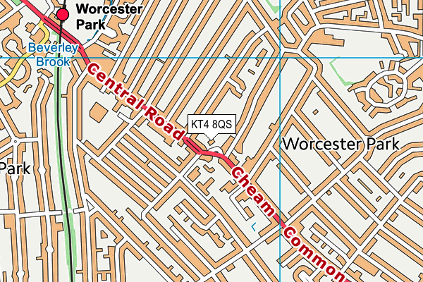 KT4 8QS map - OS VectorMap District (Ordnance Survey)