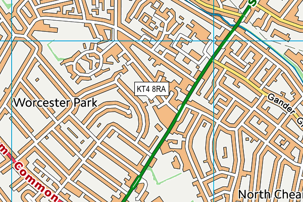 KT4 8RA map - OS VectorMap District (Ordnance Survey)