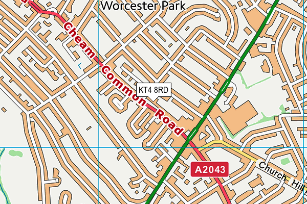 KT4 8RD map - OS VectorMap District (Ordnance Survey)