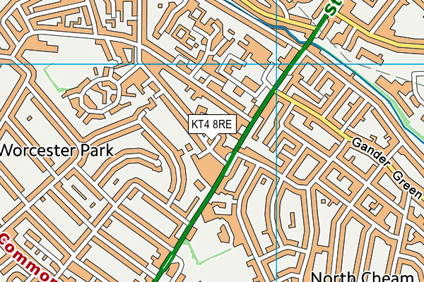 KT4 8RE map - OS VectorMap District (Ordnance Survey)