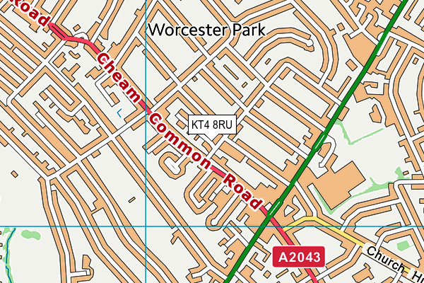 KT4 8RU map - OS VectorMap District (Ordnance Survey)