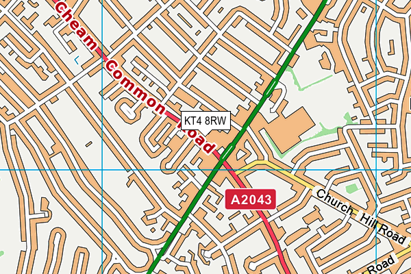 KT4 8RW map - OS VectorMap District (Ordnance Survey)