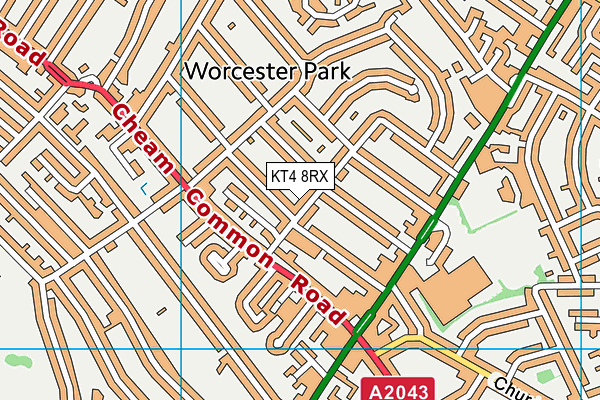 KT4 8RX map - OS VectorMap District (Ordnance Survey)