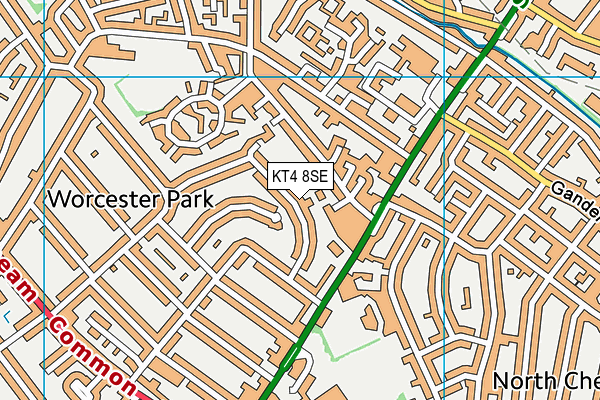 KT4 8SE map - OS VectorMap District (Ordnance Survey)