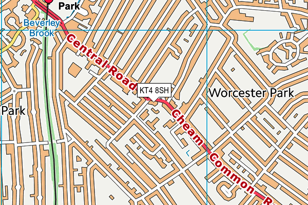 KT4 8SH map - OS VectorMap District (Ordnance Survey)