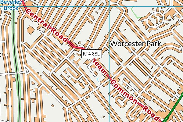 KT4 8SL map - OS VectorMap District (Ordnance Survey)