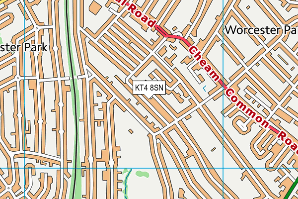 KT4 8SN map - OS VectorMap District (Ordnance Survey)