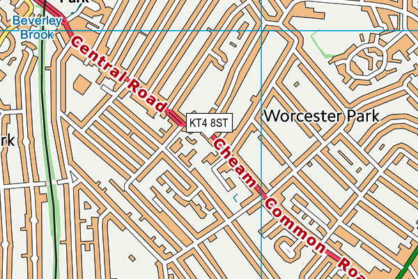 KT4 8ST map - OS VectorMap District (Ordnance Survey)