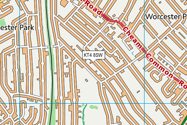 KT4 8SW map - OS VectorMap District (Ordnance Survey)