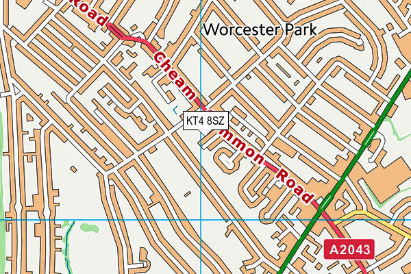KT4 8SZ map - OS VectorMap District (Ordnance Survey)