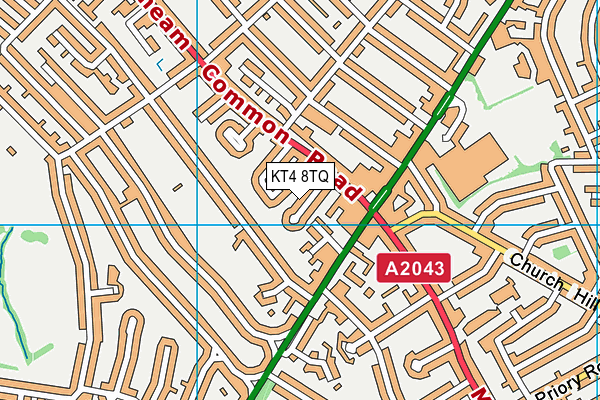 KT4 8TQ map - OS VectorMap District (Ordnance Survey)