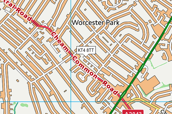 KT4 8TT map - OS VectorMap District (Ordnance Survey)