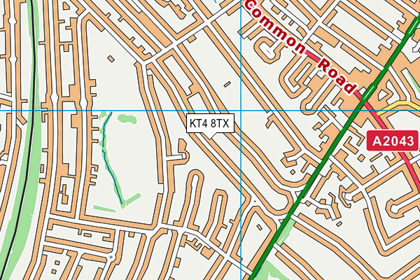 KT4 8TX map - OS VectorMap District (Ordnance Survey)