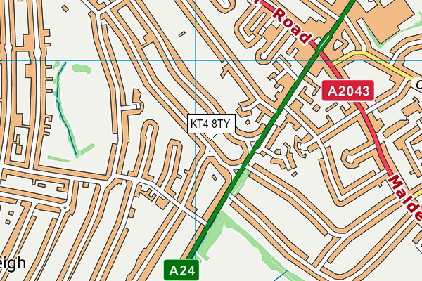 KT4 8TY map - OS VectorMap District (Ordnance Survey)