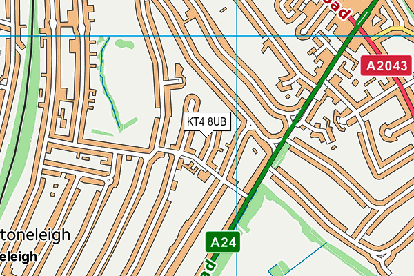 KT4 8UB map - OS VectorMap District (Ordnance Survey)