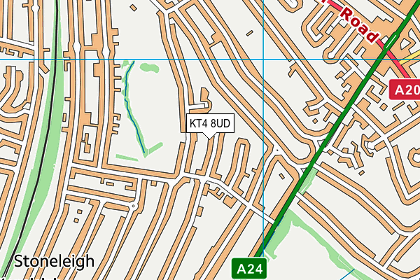 KT4 8UD map - OS VectorMap District (Ordnance Survey)