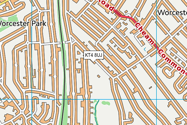 Cuddington Recreation Ground map (KT4 8UJ) - OS VectorMap District (Ordnance Survey)