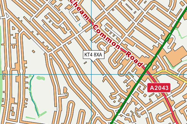 KT4 8XA map - OS VectorMap District (Ordnance Survey)