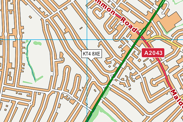 KT4 8XE map - OS VectorMap District (Ordnance Survey)