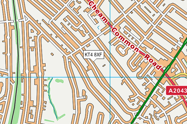 KT4 8XF map - OS VectorMap District (Ordnance Survey)