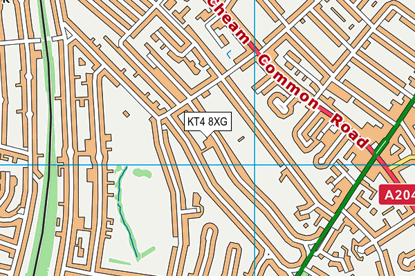 KT4 8XG map - OS VectorMap District (Ordnance Survey)