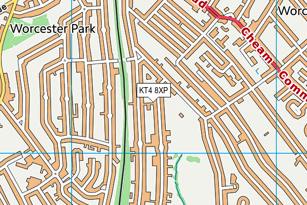 KT4 8XP map - OS VectorMap District (Ordnance Survey)