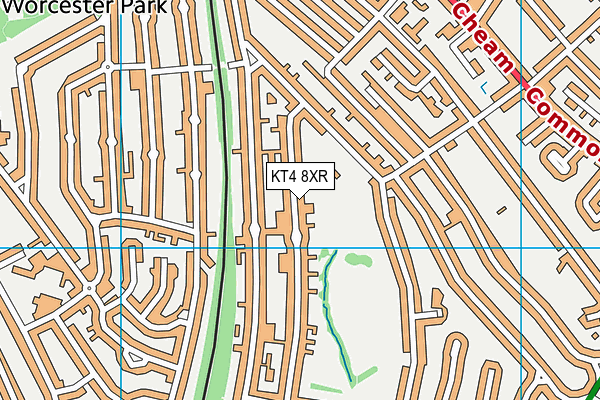 KT4 8XR map - OS VectorMap District (Ordnance Survey)