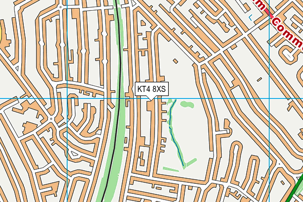 KT4 8XS map - OS VectorMap District (Ordnance Survey)