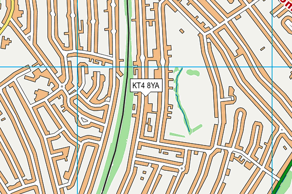 KT4 8YA map - OS VectorMap District (Ordnance Survey)