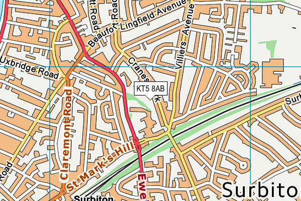 KT5 8AB map - OS VectorMap District (Ordnance Survey)